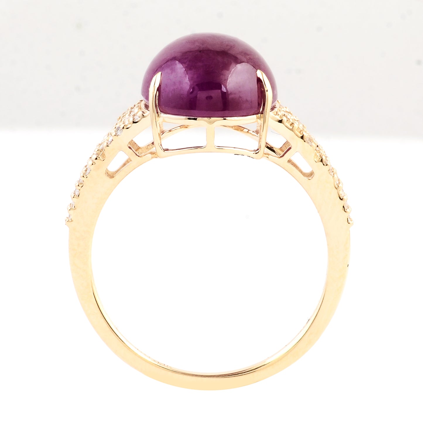 8.29 Ct Oval Cabochon Natural Corundum Ruby 14K Gold Ring
