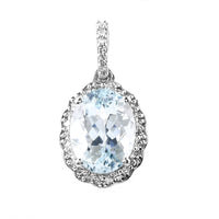 1.99 Ct Oval Mixed Cut Natural Aquamarine 950 Platinum Pendant