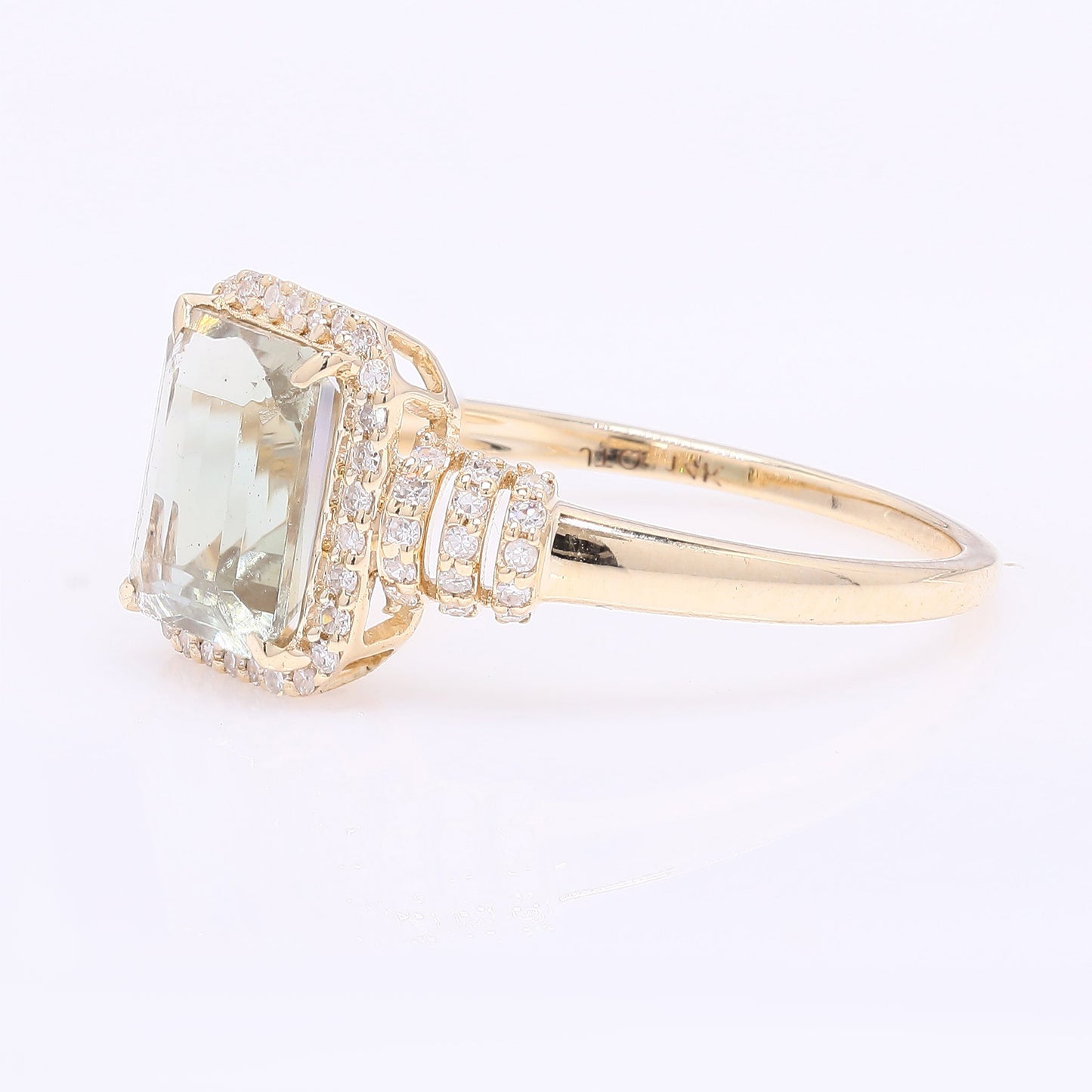 1.72 Ct Octagon Step Cut Natural Sunstone 14K Gold Ring