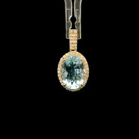 2.07 Ct Oval Mixed Cut Natural Aquamarine 14K Gold Pendant