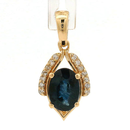 1.28 Ct Oval Sapphire 14K Gold Pendant