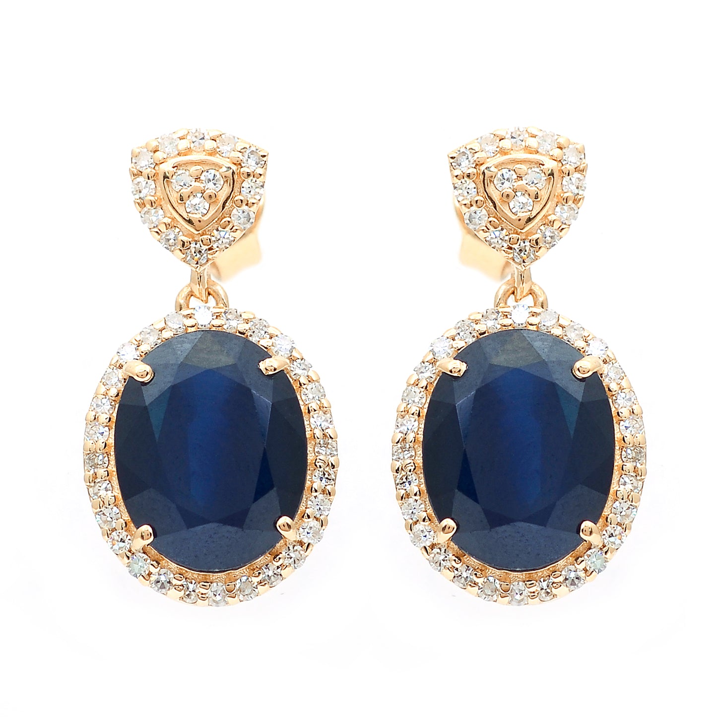 5.40 Ct Oval Natural Sapphire 14K Gold Earrings