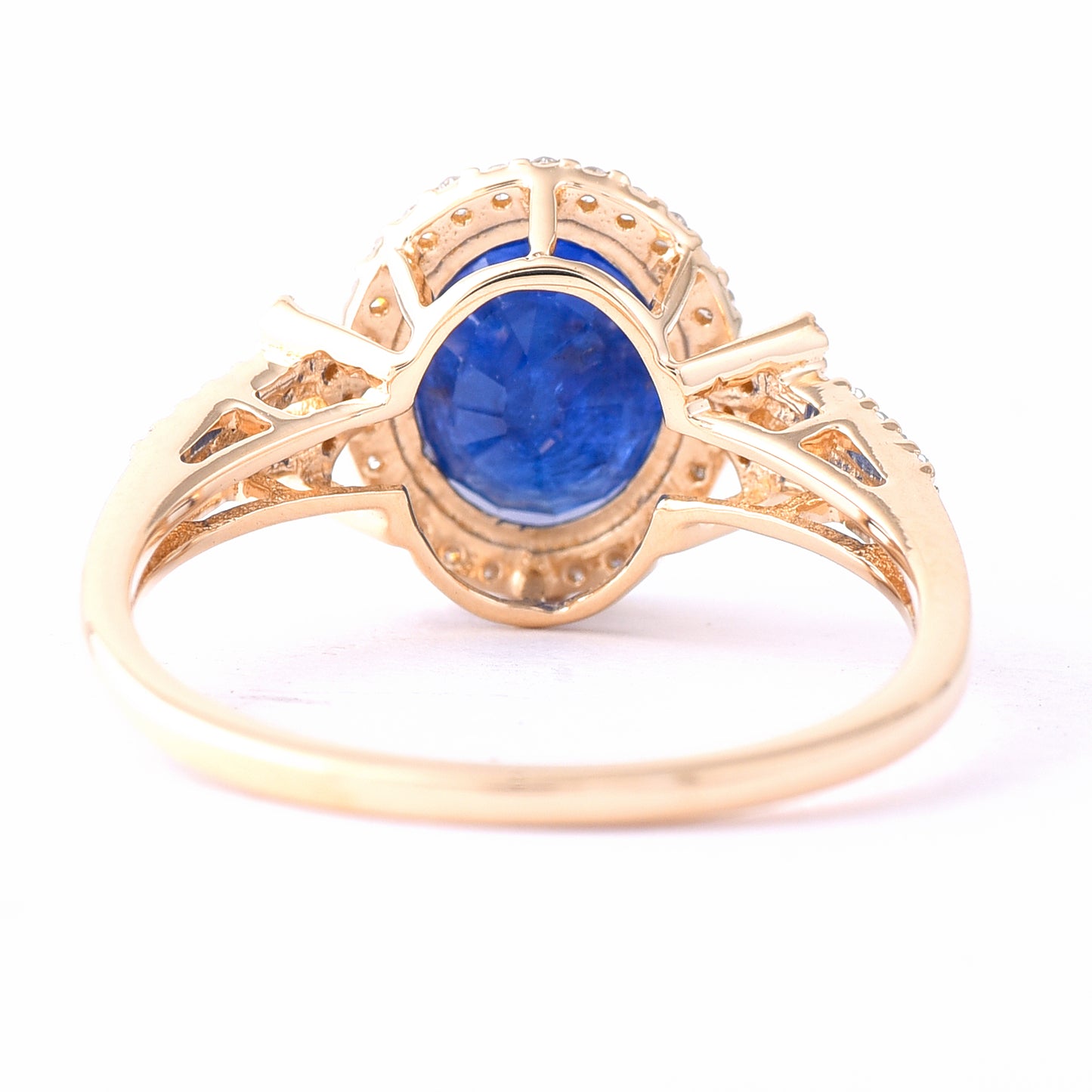 2.43 Ct Oval Mixed Cut Natural Sapphire 14K Gold Ring