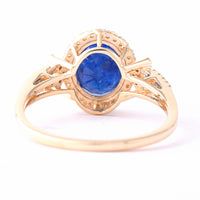 2.43 Ct Oval Mixed Cut Natural Sapphire 14K Gold Ring