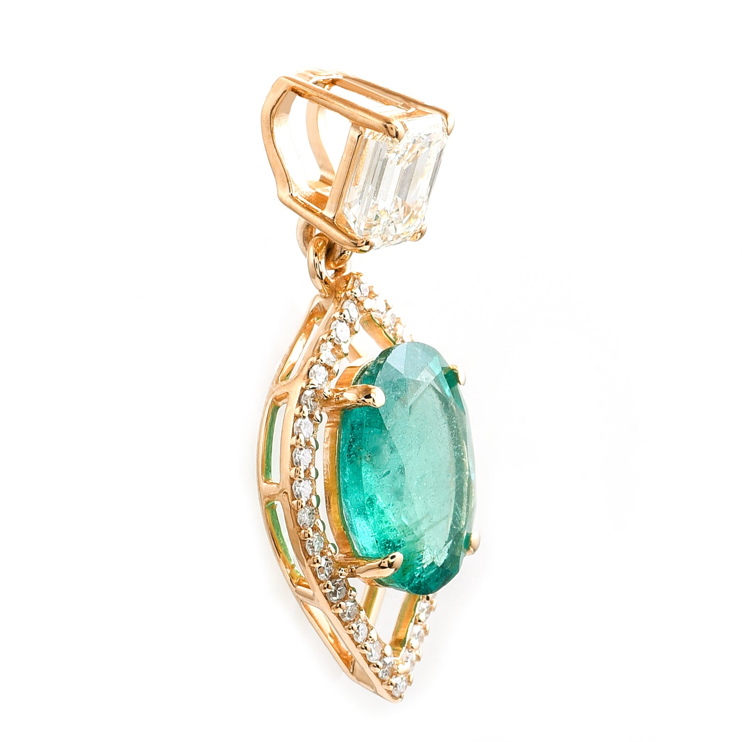 2.16 Ct Oval Emerald 14K Gold Pendant