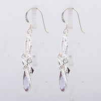 9.65 Ct Rose Quartz, Amethyst 925 Sterling Silver Earrings