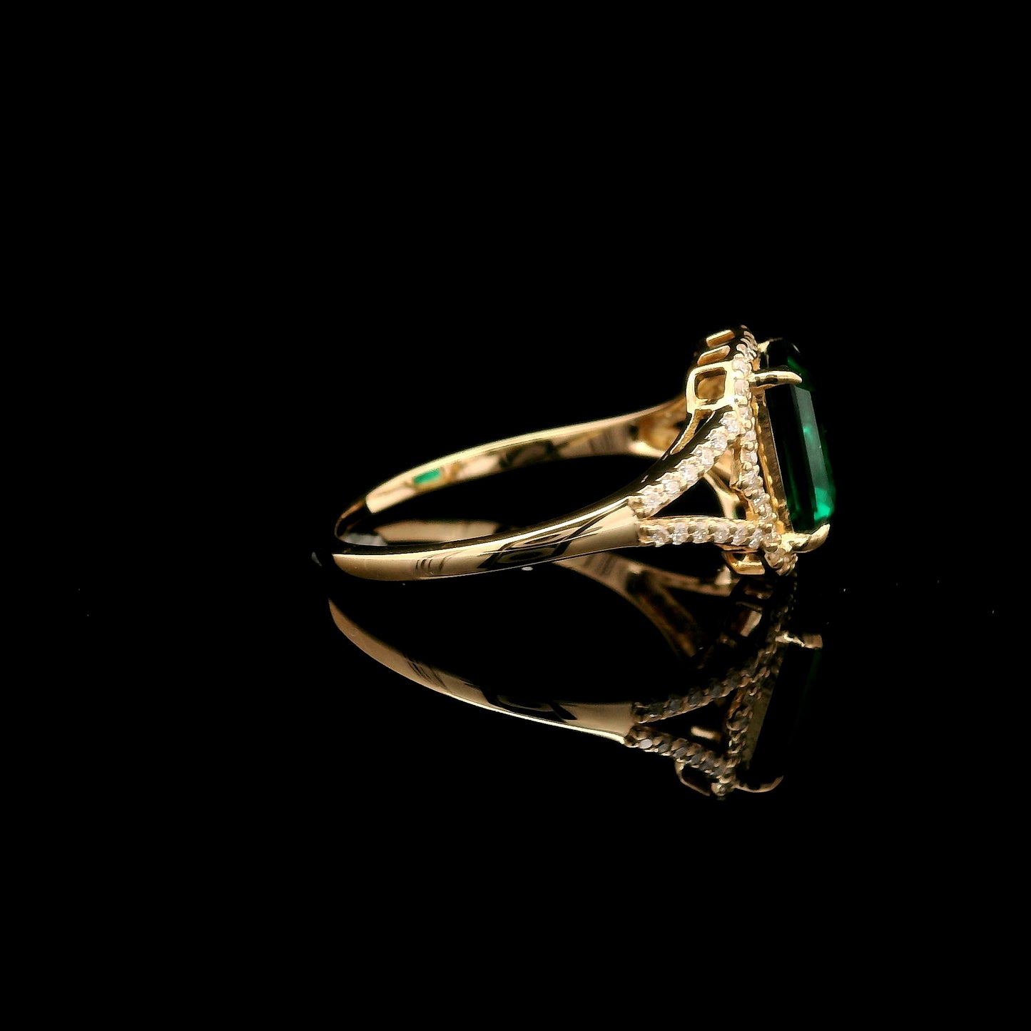 1.74 Ct Emerald Cut Lab Grown Emerald 14K Gold Ring