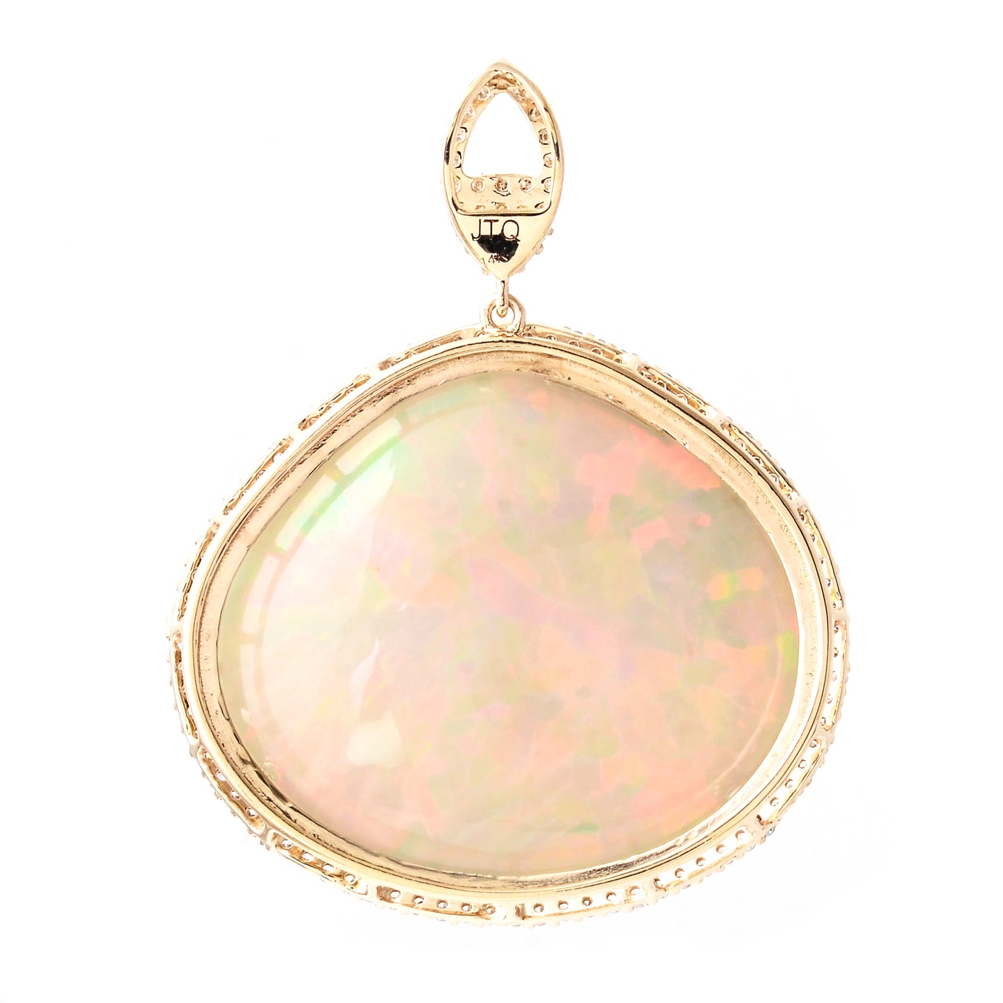 34.90 Ct Pear Cabochon Natural Opal 14K Gold Pendant