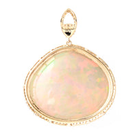 34.90 Ct Pear Cabochon Natural Opal 14K Gold Pendant