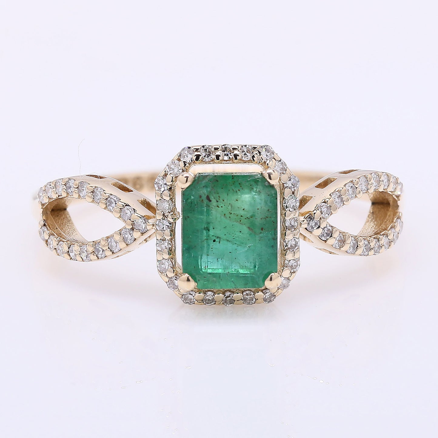 1.14 Ct Octagon Step Cut Natural Emerald 14K Gold Ring