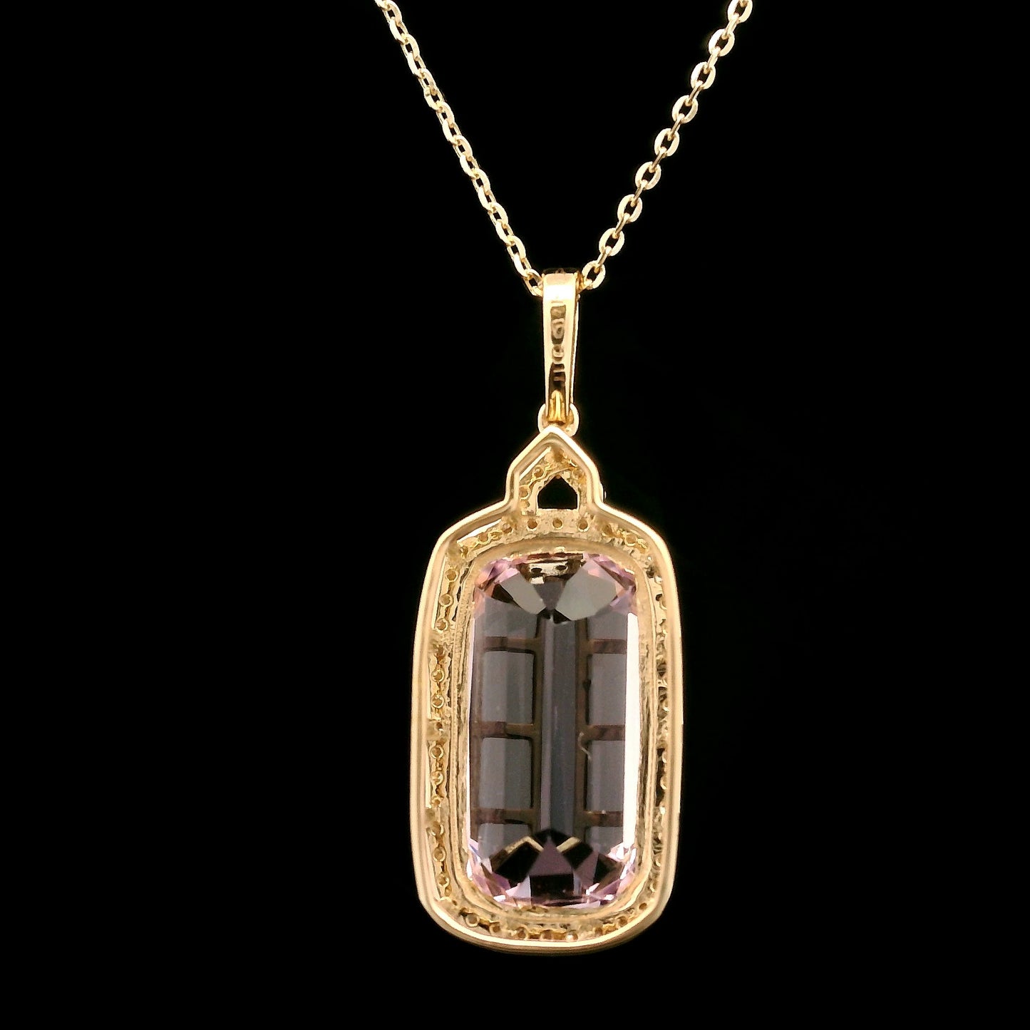 8.75 Ct Cushion Kunzite 14K Gold Pendant