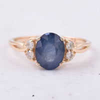 2.62 Ct Oval Natural Sapphire 14K Gold Ring