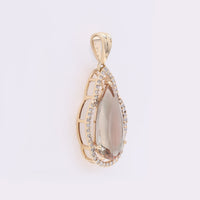 2.96 Ct Pear Mixed Cut Natural Sunstone 14K Gold Pendant