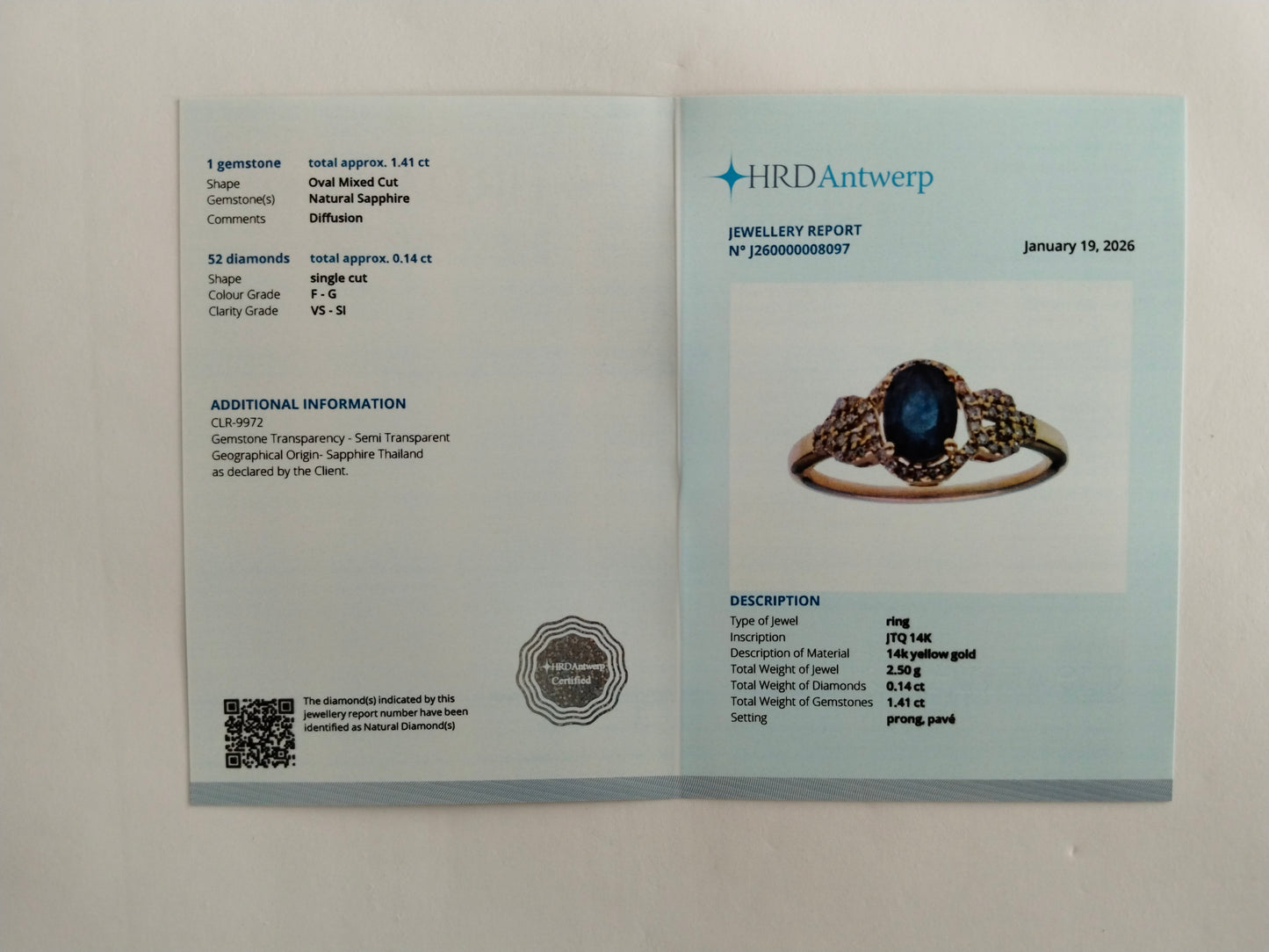 1.55 Ct Oval Mixed Cut Natural Sapphire 14K Gold Ring