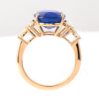 9.04 Ct Oval Blue Sapphire 18K Gold Ring