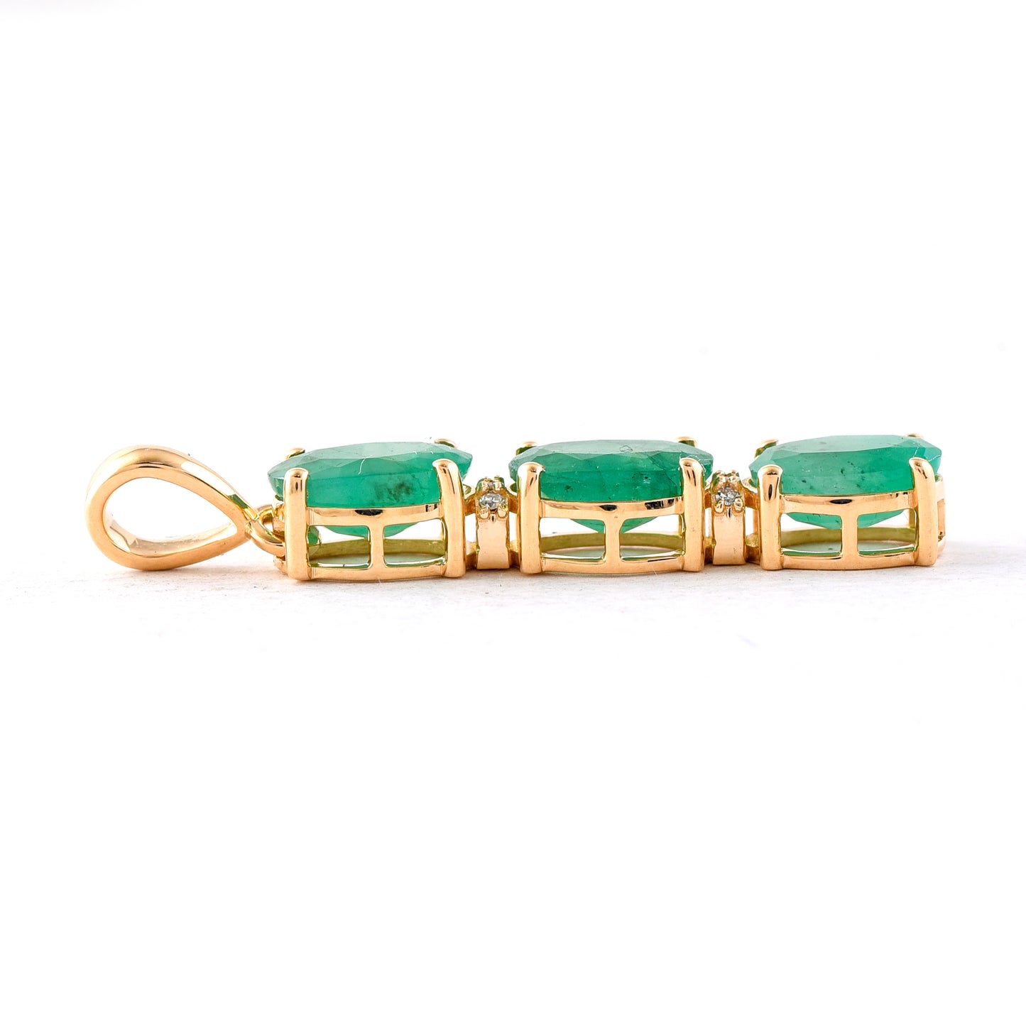 2.12 Ct Oval Mixed Cut Natural Emerald 14K Gold Pendant