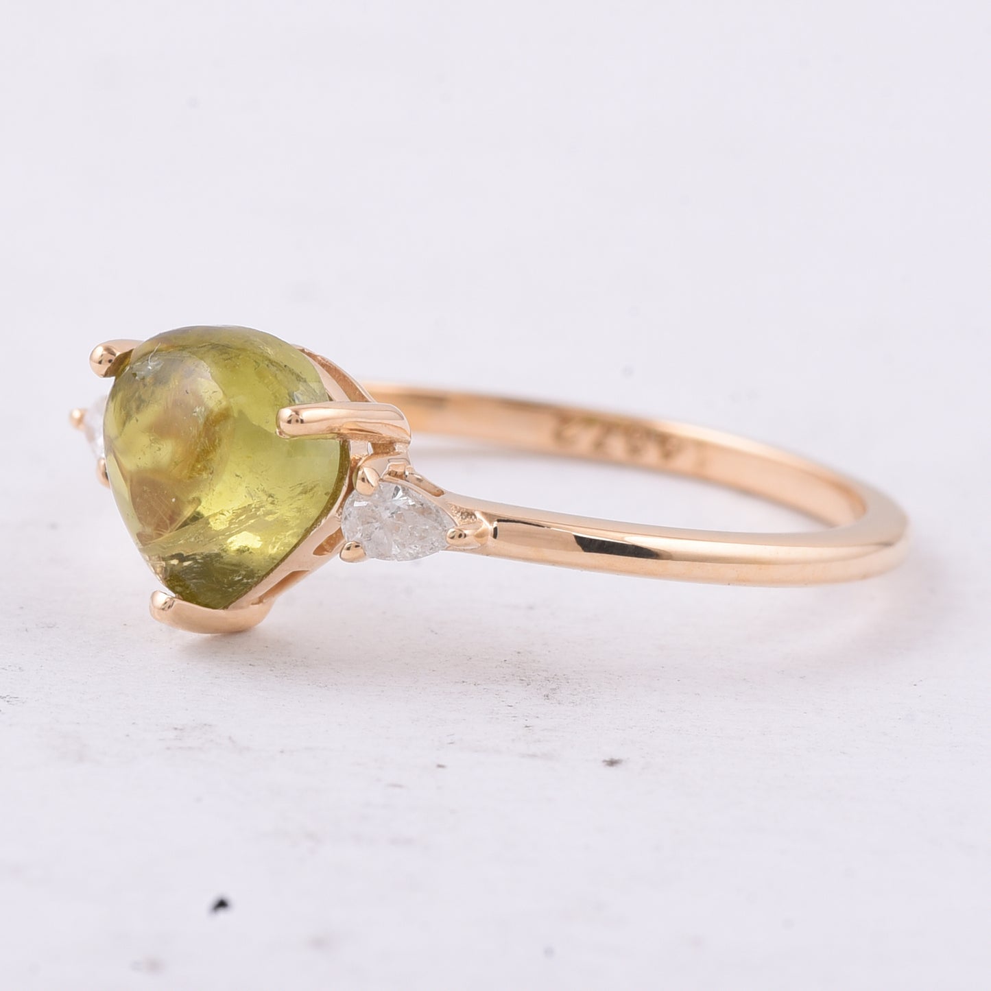 1.33 Ct Pear Cabochon Natural Tourmaline 14K Gold Ring