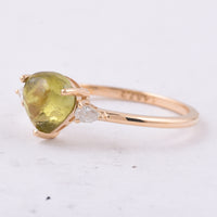 1.33 Ct Pear Cabochon Natural Tourmaline 14K Gold Ring