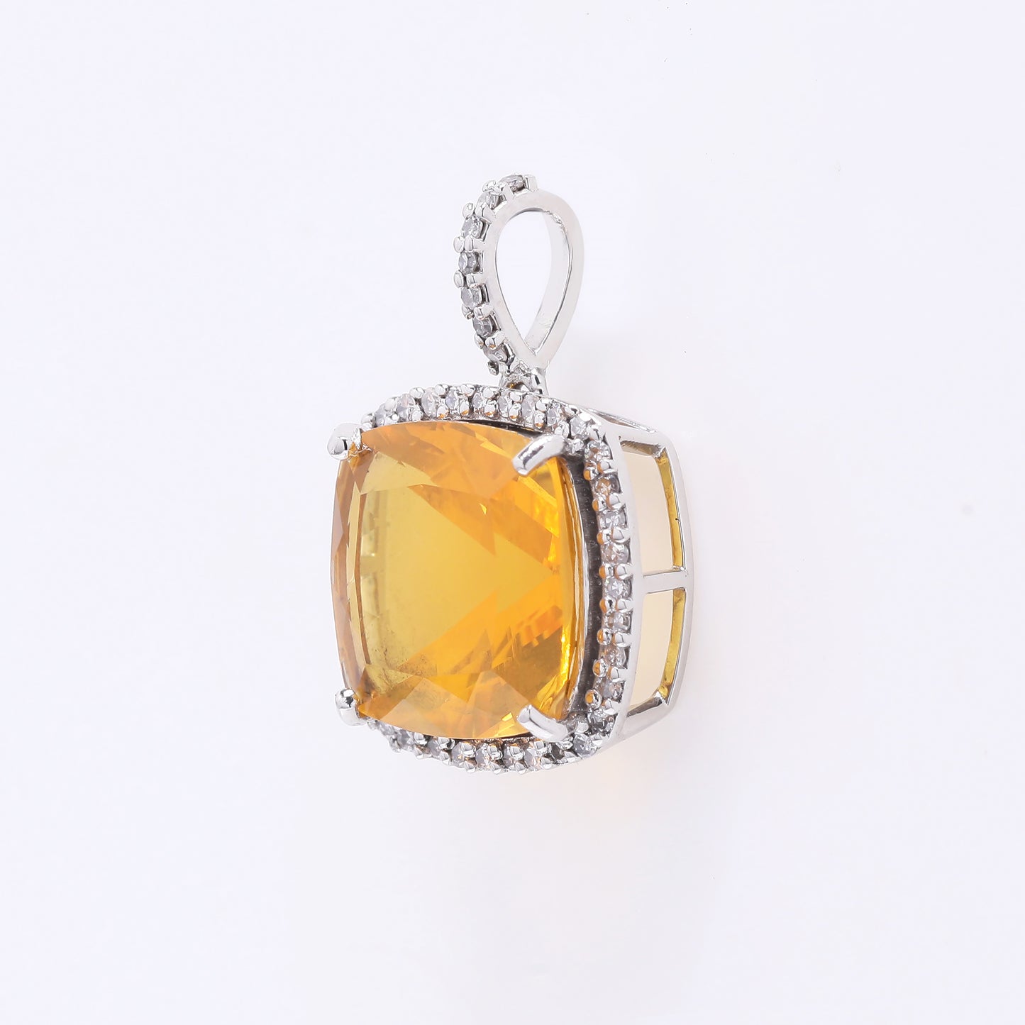 3.10 Ct Cushion Mixed Cut Natural Fire Opal 950 Platinum Pendant