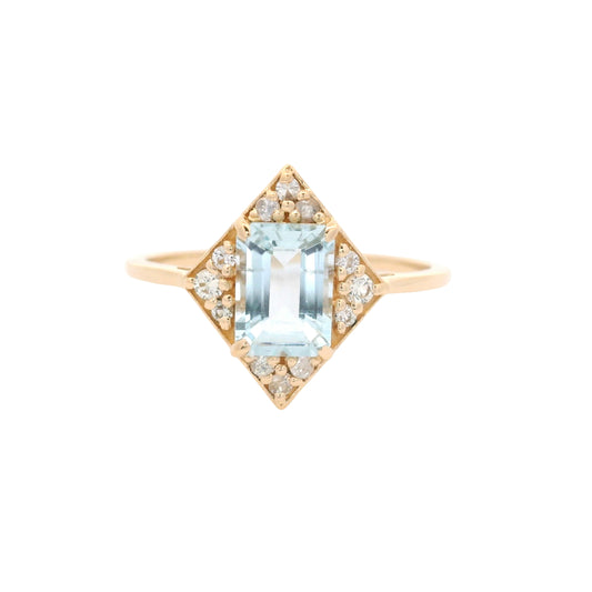 1.10 Ct Octagon Aquamarine 14K Gold Ring