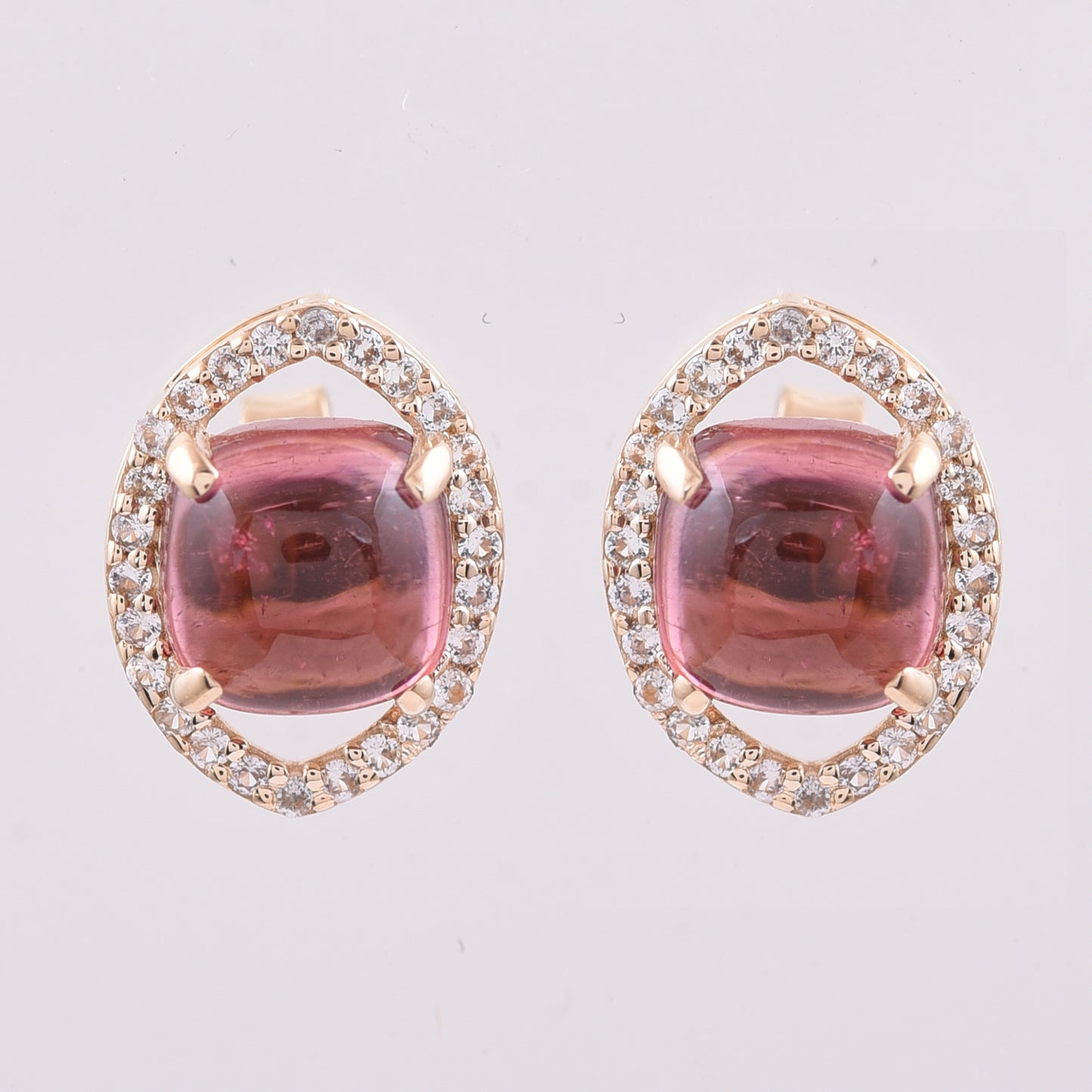 2.96 Ct Cushion Tourmaline 9K Gold Earrings