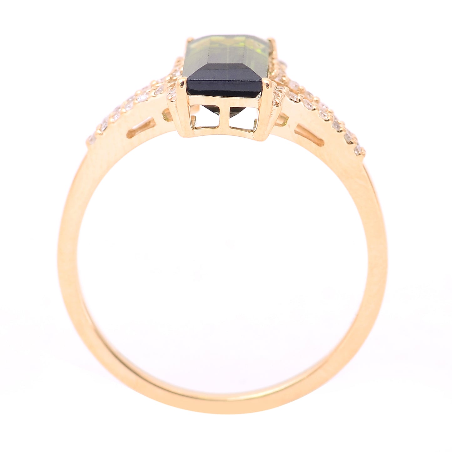 1.73 Ct Rectangle Step Cut Natural Tourmaline 14K Gold Ring