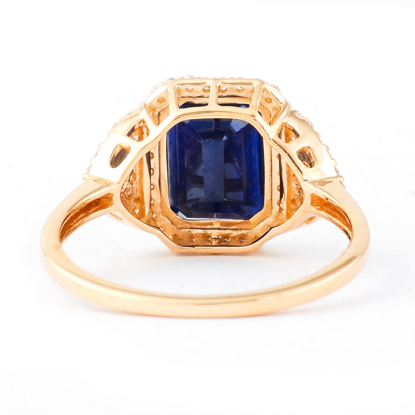 3.36 Ct Octagon Step Cut Natural Sapphire 14K Gold Ring