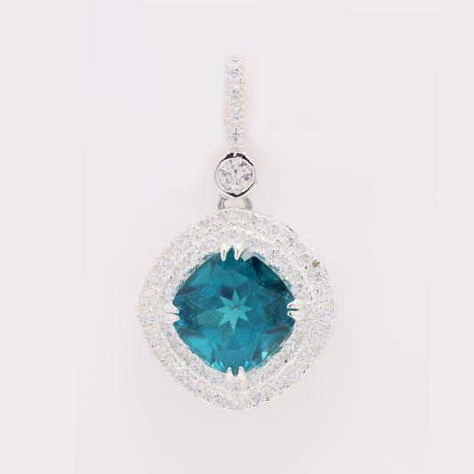 6.88 Ct Cushion Paraiba Topaz 925 Silver Pendant