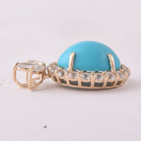 4.60 Ct Oval Turquoise 9K Gold Pendant