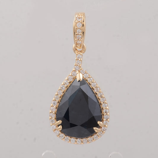 3.15 Ct Pear Sapphire 9K Gold Pendant