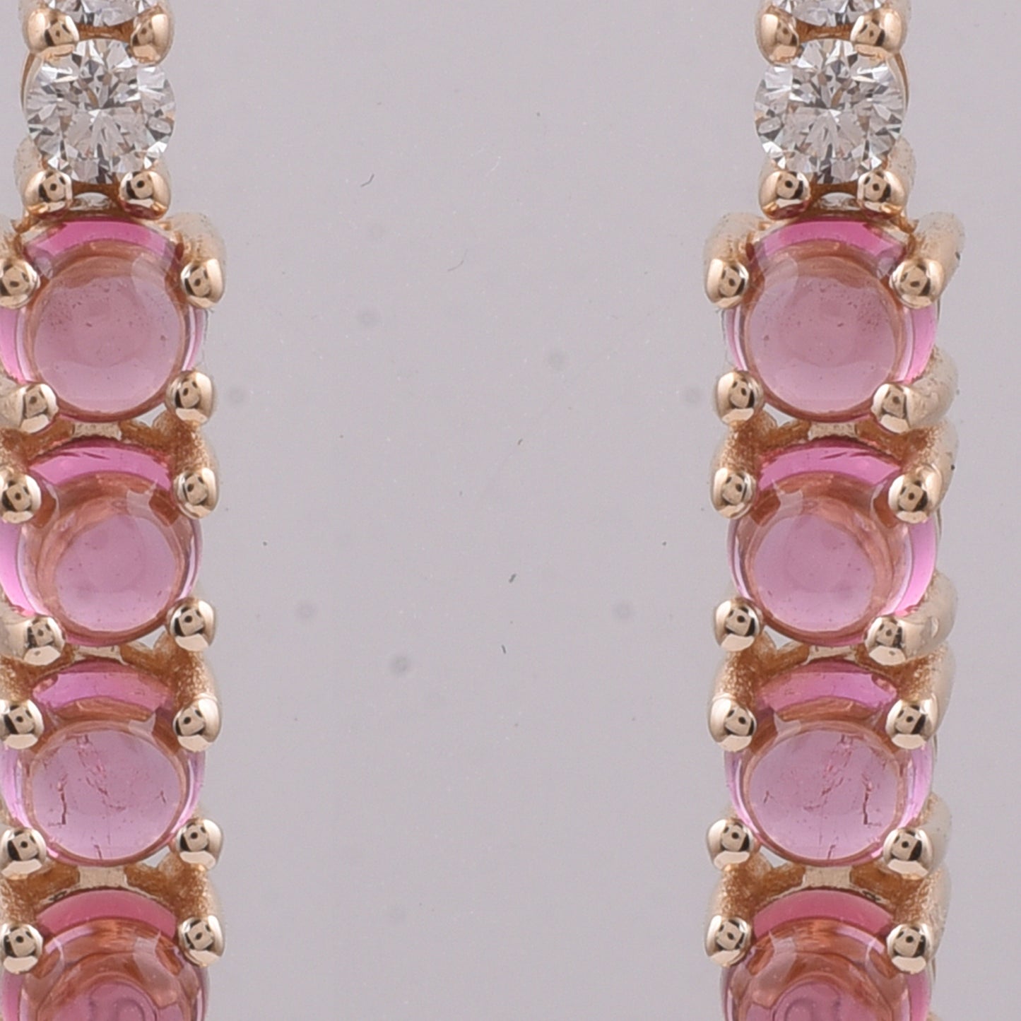 1.29 Ct Round Cabochon Cut Natural Pink Tourmaline 14K Gold Earrings