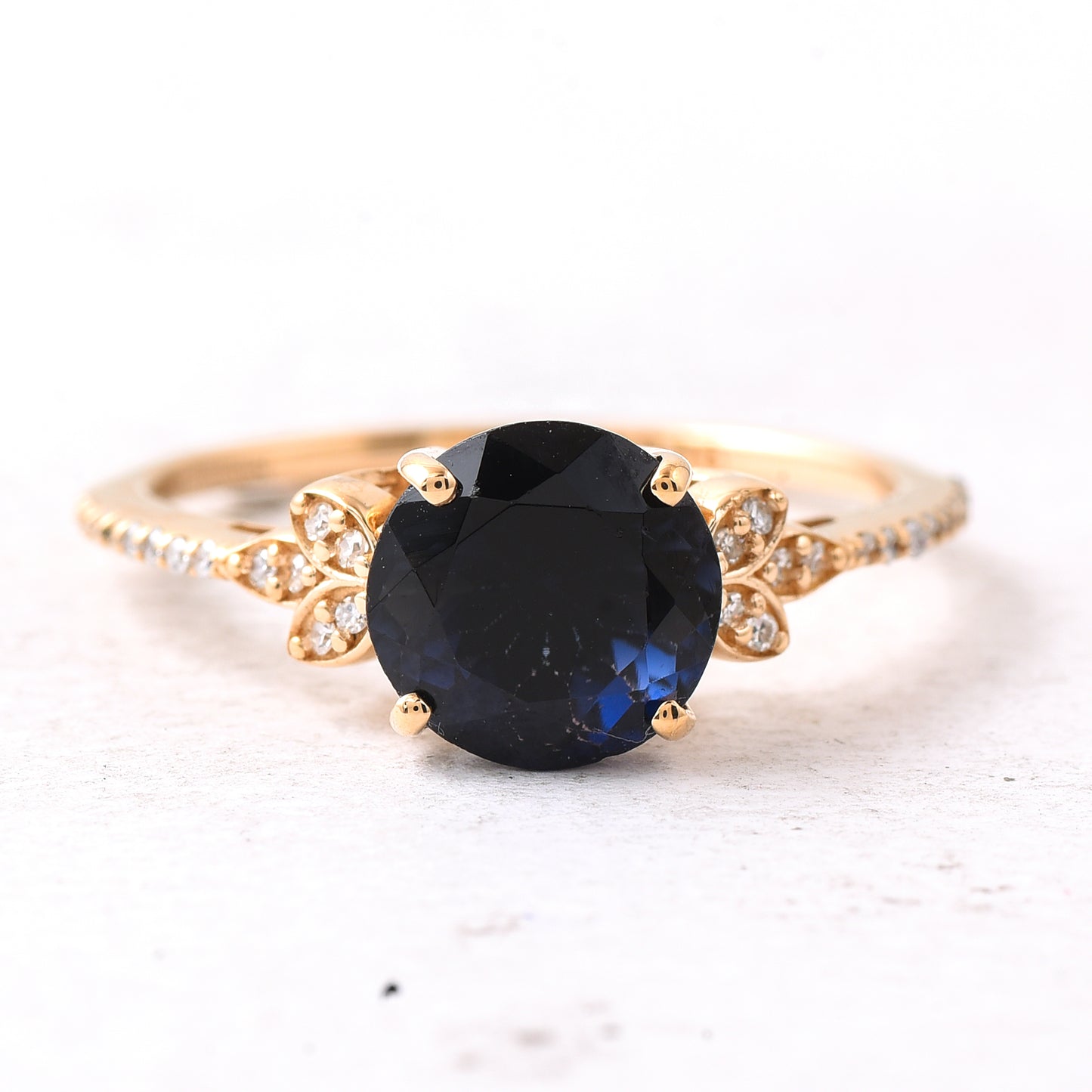 2.19 Ct Round Mixed Cut Natural Tourmaline 14K Gold Ring