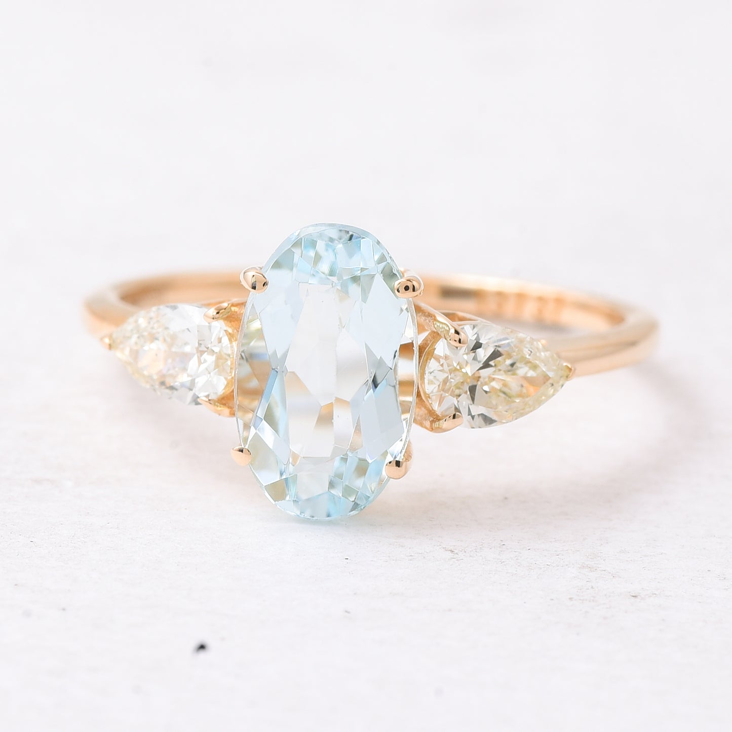 1.97 Ct Oval Mixed Cut Natural Aquamarine 14K Gold Ring