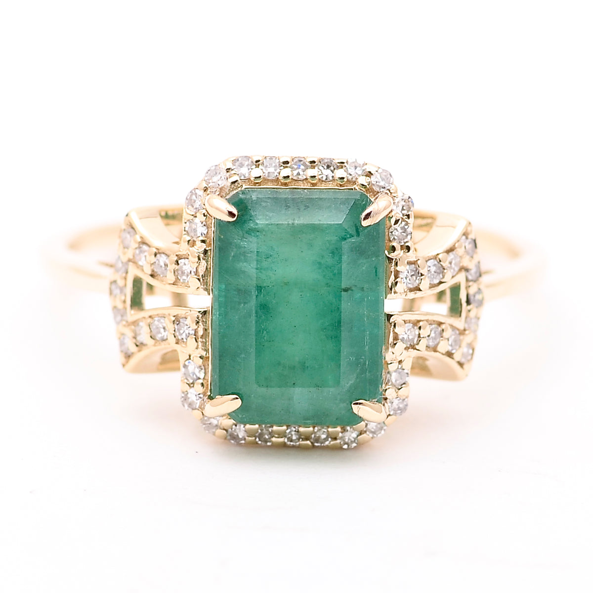 2.40 Ct Octagon Natural Emerald 14K Gold Ring