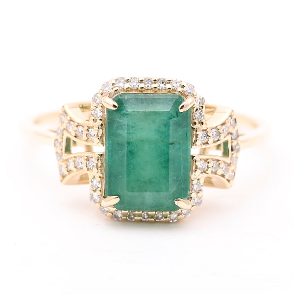 2.40 Ct Octagon Natural Emerald 14K Gold Ring