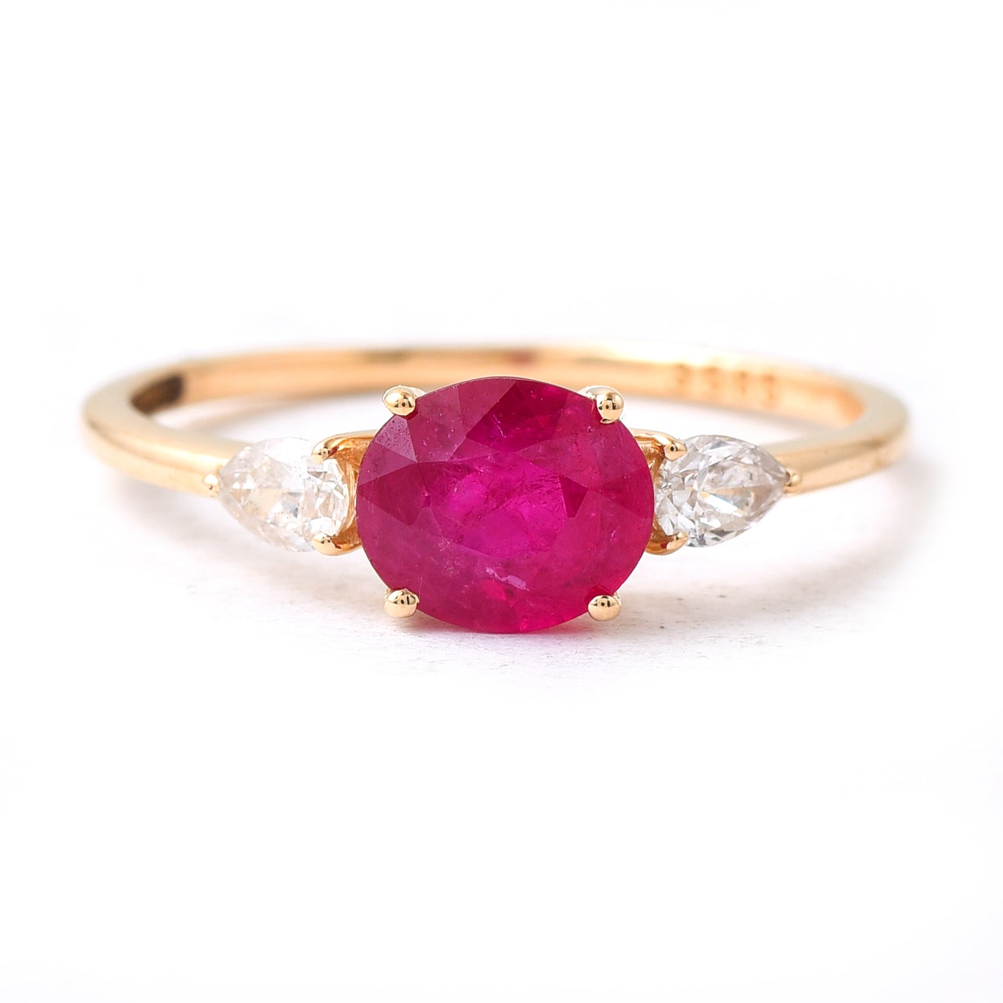 1.24 Ct Oval Mixed Cut Natural Ruby 14K Gold Ring