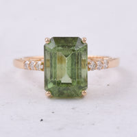 5.33 Ct Octagon Natural Peridot 14K Gold Ring