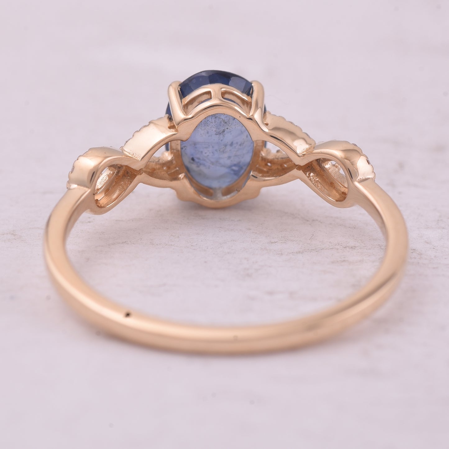 1.38 Ct Oval Mixed Cut Natural Sapphire 14K Gold Ring