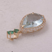 4.59 Ct Pear Aquamarine 9K Gold Pendant