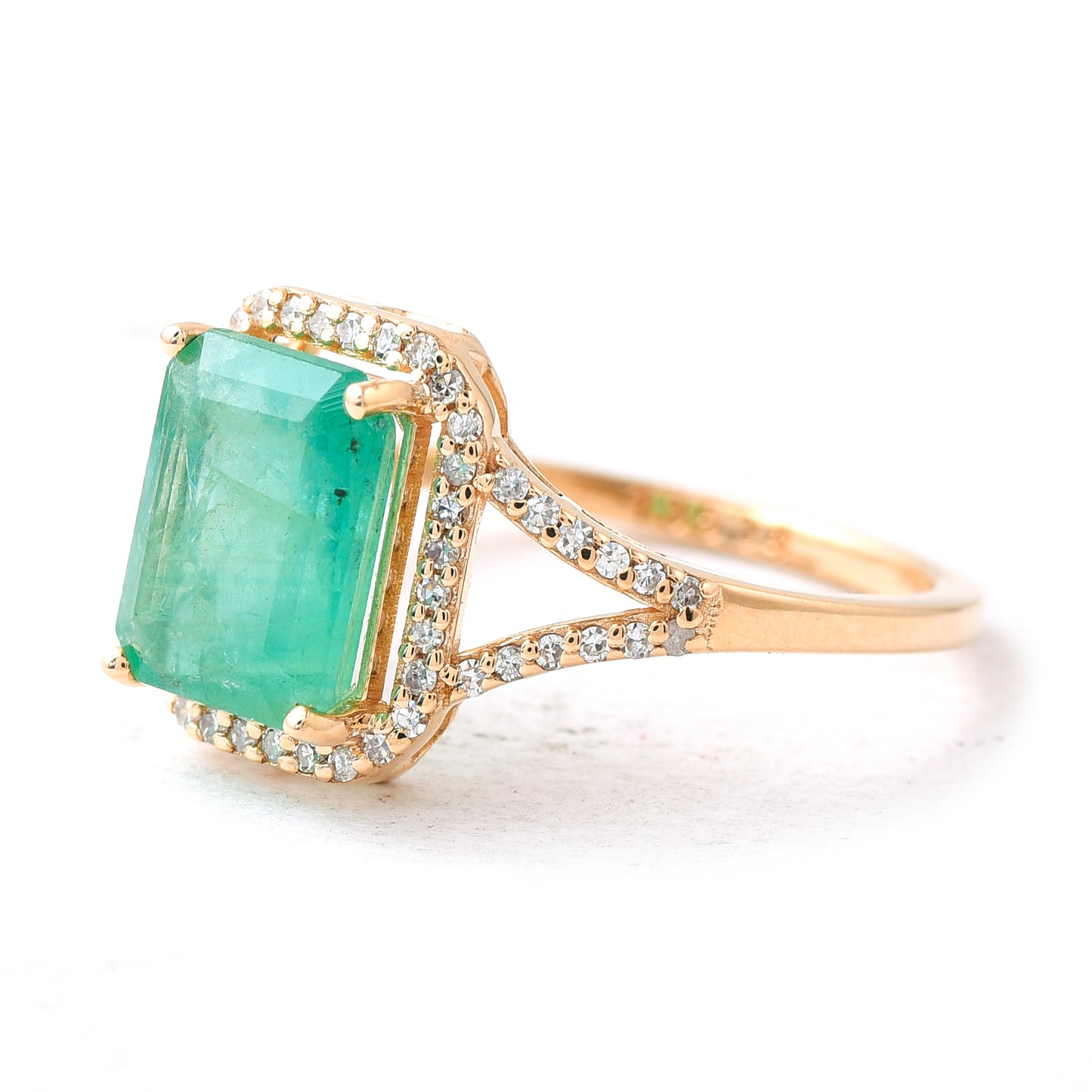 2.04 Ct Octagon Step Cut Natural Emerald 14K Gold Ring