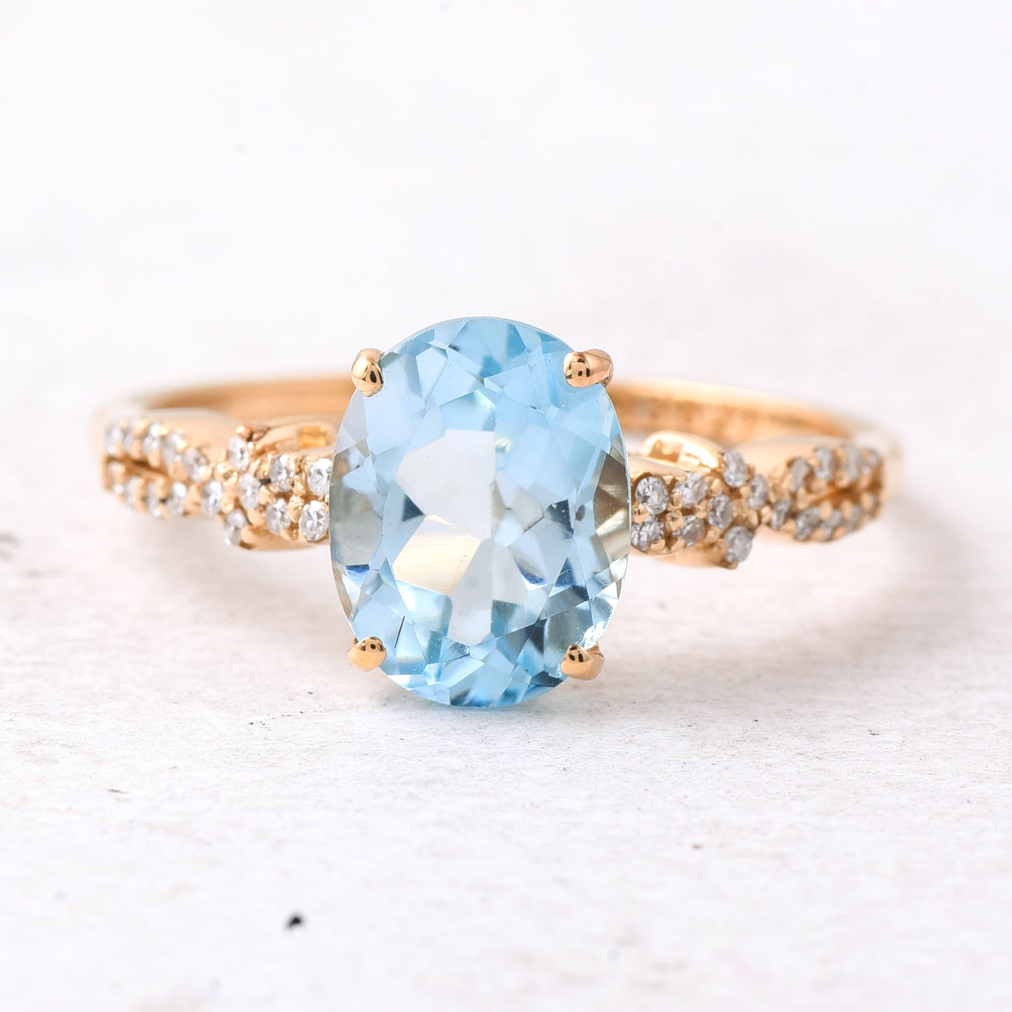 2.48 Ct Oval Mixed Cut Natural Topaz 14K Gold Ring