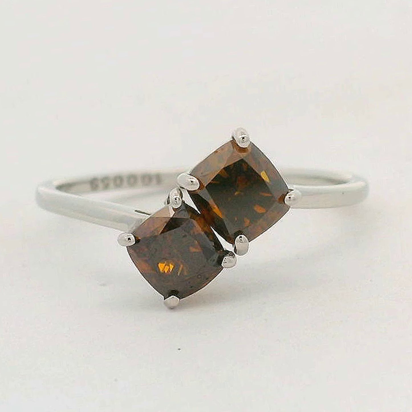 1.45 Ct Cushion Red Diamond 950 Platinum Ring
