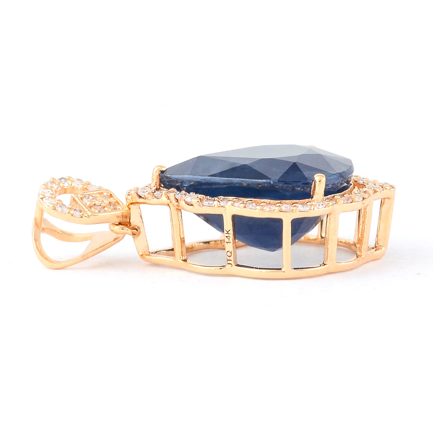 5.47 Ct Pear Mixed Cut Natural Sapphire 14K Gold Pendant