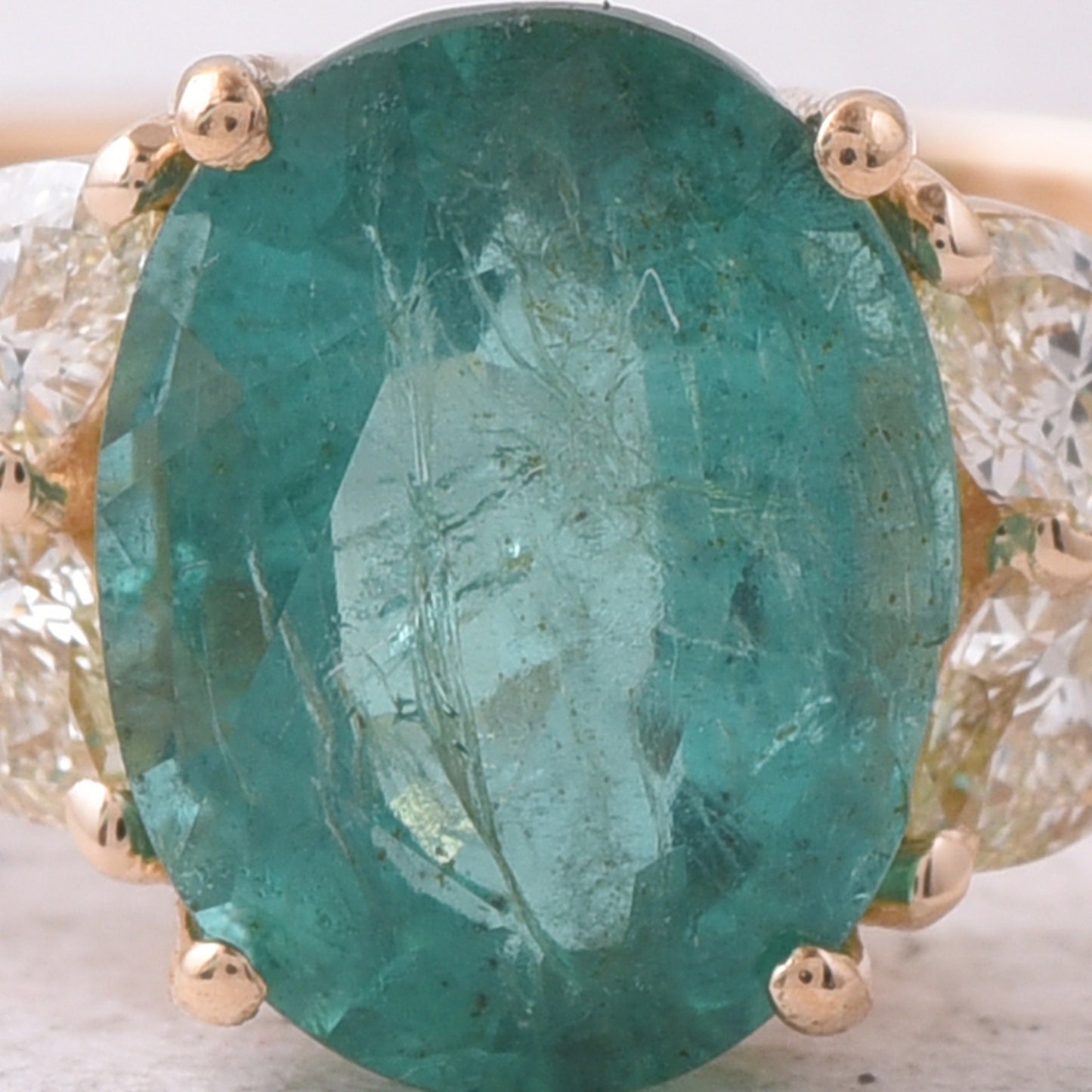2.09 Ct Oval Mixed Cut Natural Emerald 14K Gold Ring