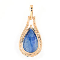 3.88 Ct Pear Mixed Cut Natural Sapphire 14K Gold Pendant