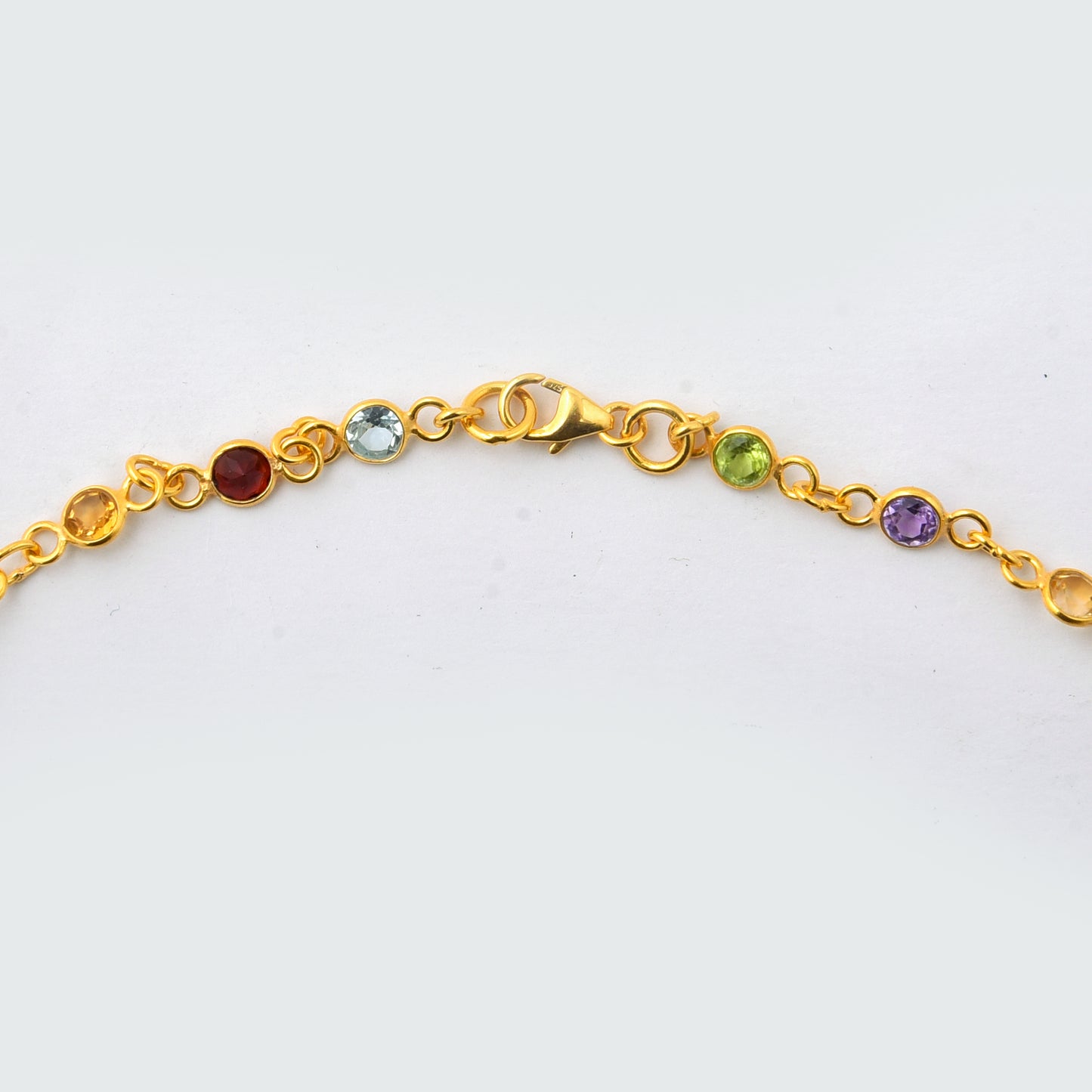 8.63 Ct Round Garnet, Peridot, Blue Topaz, Citrine, Amethyst 925 Sterling Silver Necklace