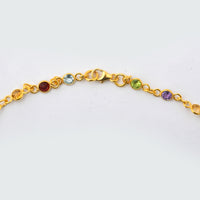 8.63 Ct Round Garnet, Peridot, Blue Topaz, Citrine, Amethyst 925 Sterling Silver Necklace