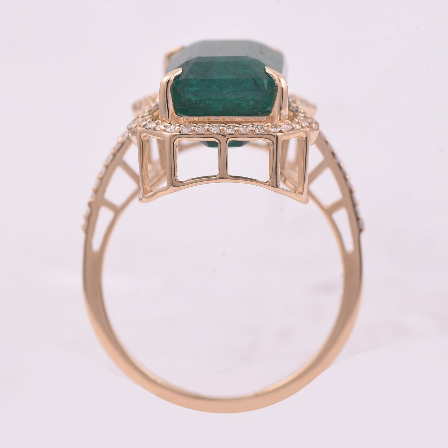 7.00 Ct Octagon Step Cut Natural Emerald 14K Gold Ring