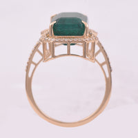 7.00 Ct Octagon Step Cut Natural Emerald 14K Gold Ring