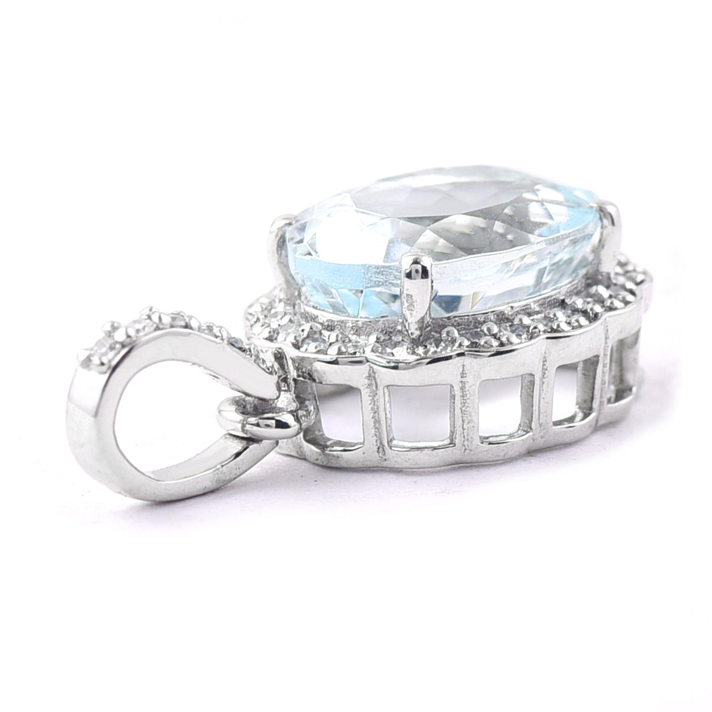 1.99 Ct Oval Mixed Cut Natural Aquamarine 950 Platinum Pendant